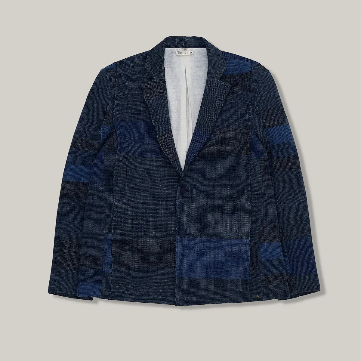 Changeable Style Clean Outer 11.11 HAND WOVEN PATCHWORK JACKET - INDIGO