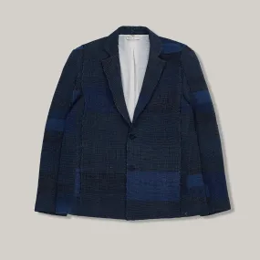 Changeable Style Clean Outer 11.11 HAND WOVEN PATCHWORK JACKET - INDIGO