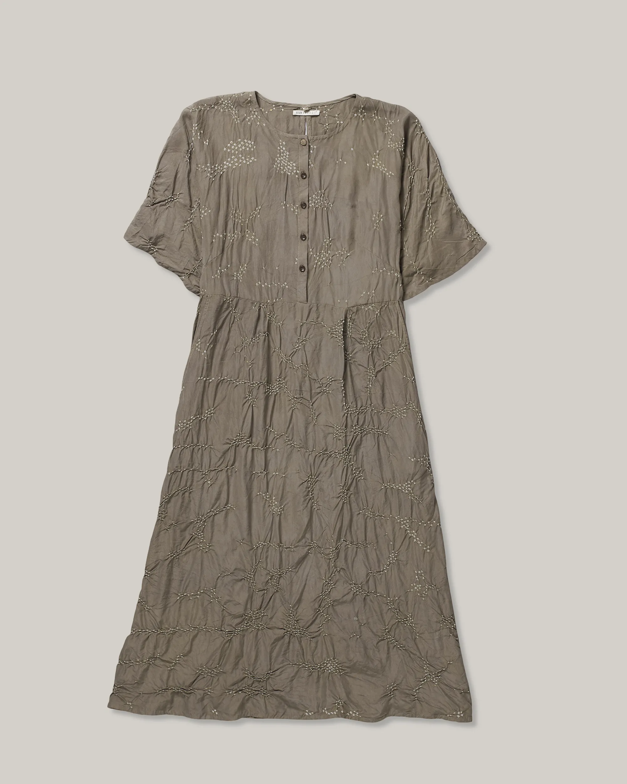 11.11  SILK BHANDANI DRESS - CHARCOAL Simple Ease