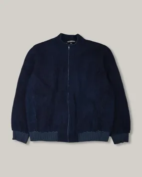 11.11 UNISEX HAND SPUN HAND STITCHED WOOL JACKET - INDIGO Layered Collar Evening Chill Piece