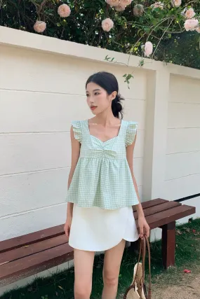 Naomi Picnic Gingham Blouse Apple Mint Sporty Blouse