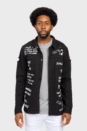 Adjustable Cuffs Anytime Outer Fit Who I am Button Down Denim Shirt Jacket