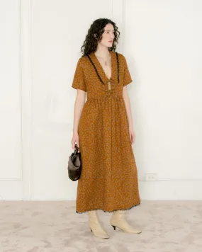 A BRONZE AGE SHILOH DRESS - PENNY FLORAL Walk Mood Calm Lines