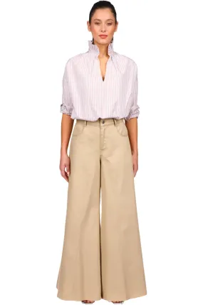 A Shirt Thing Dolly Twill Pants in Khaki All Use Relaxed Fit Design