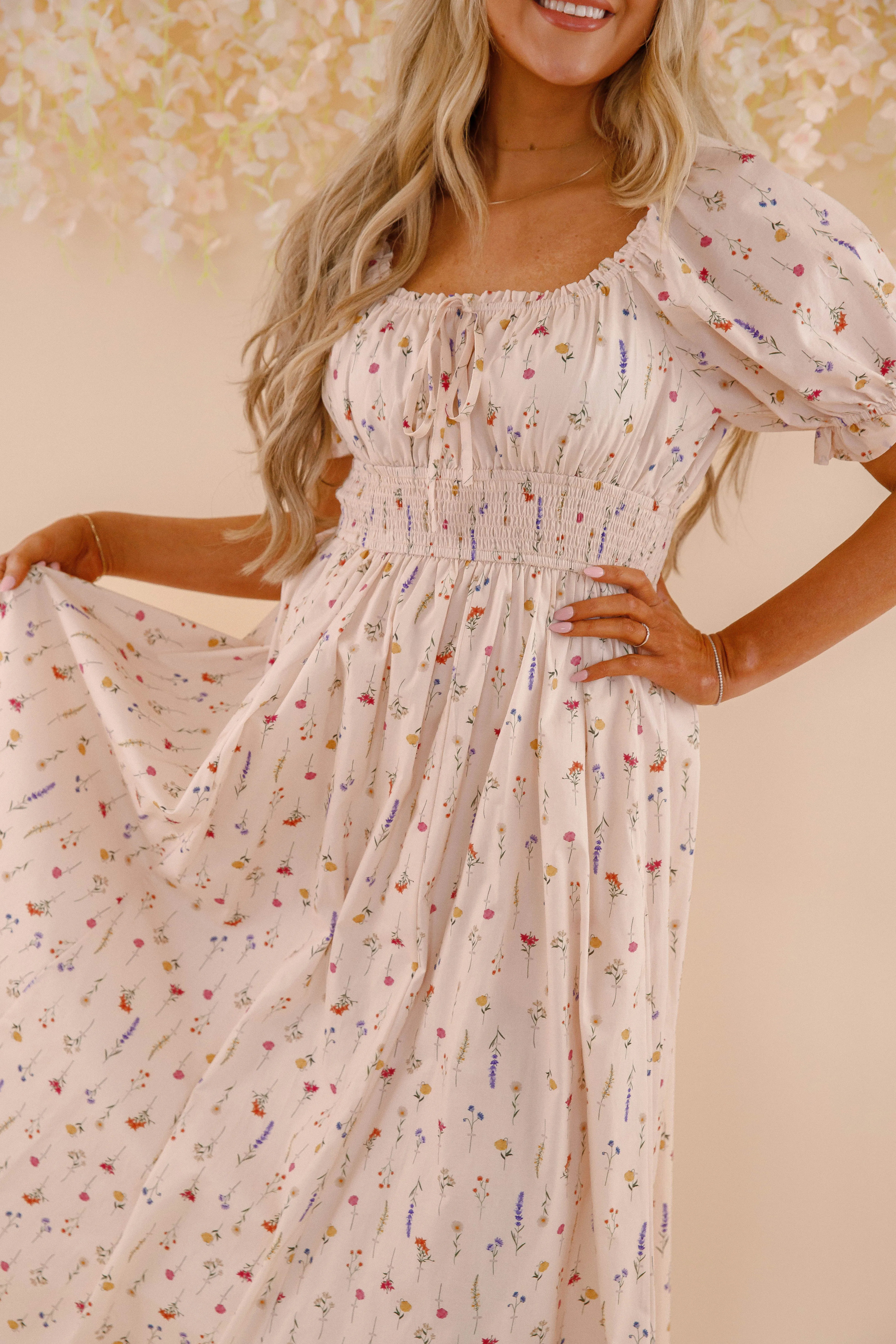 A Springtime Dance Maxi Dress Chic Waistband Design Empire-Waist