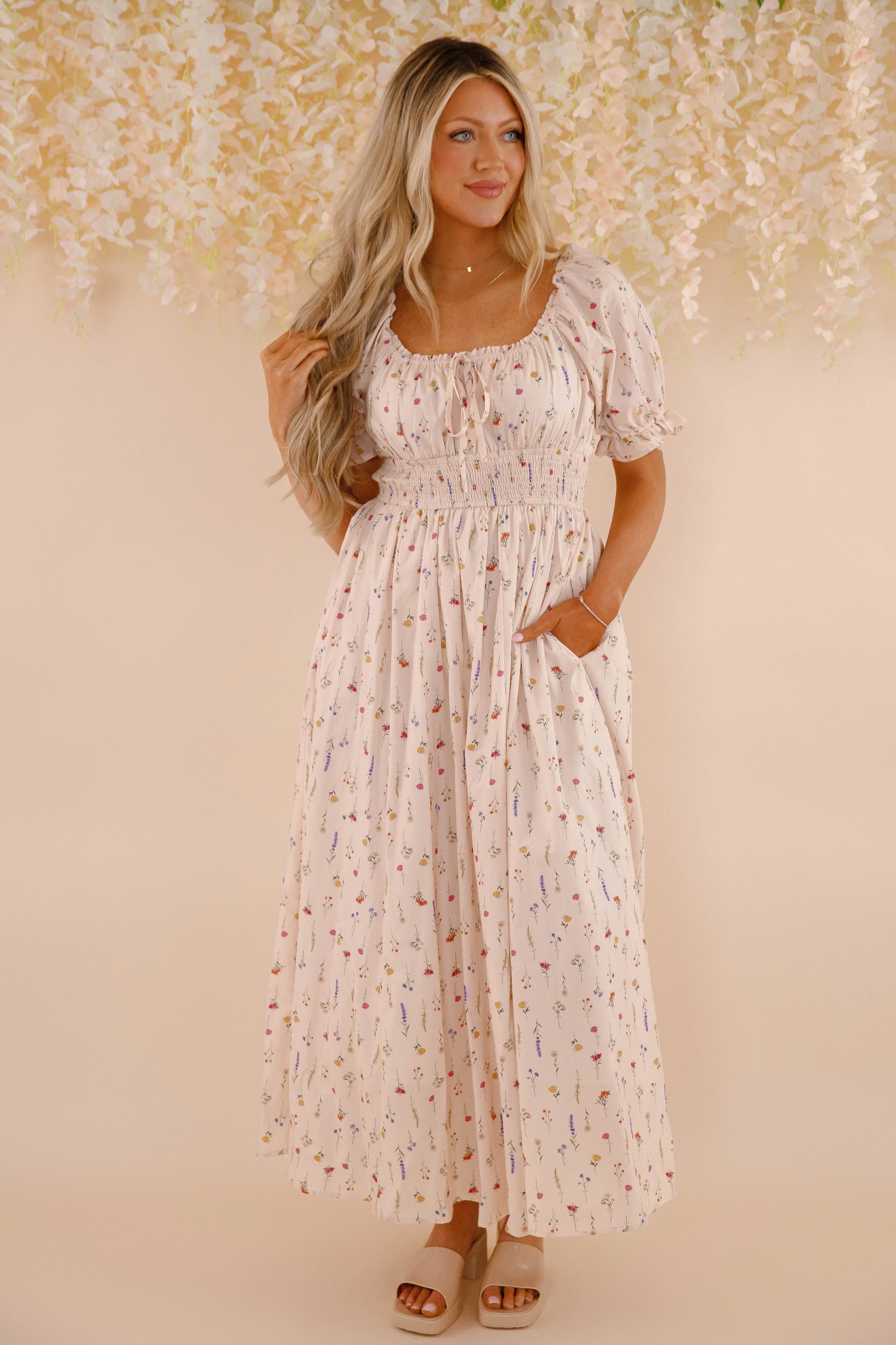 A Springtime Dance Maxi Dress Fluid Fabric