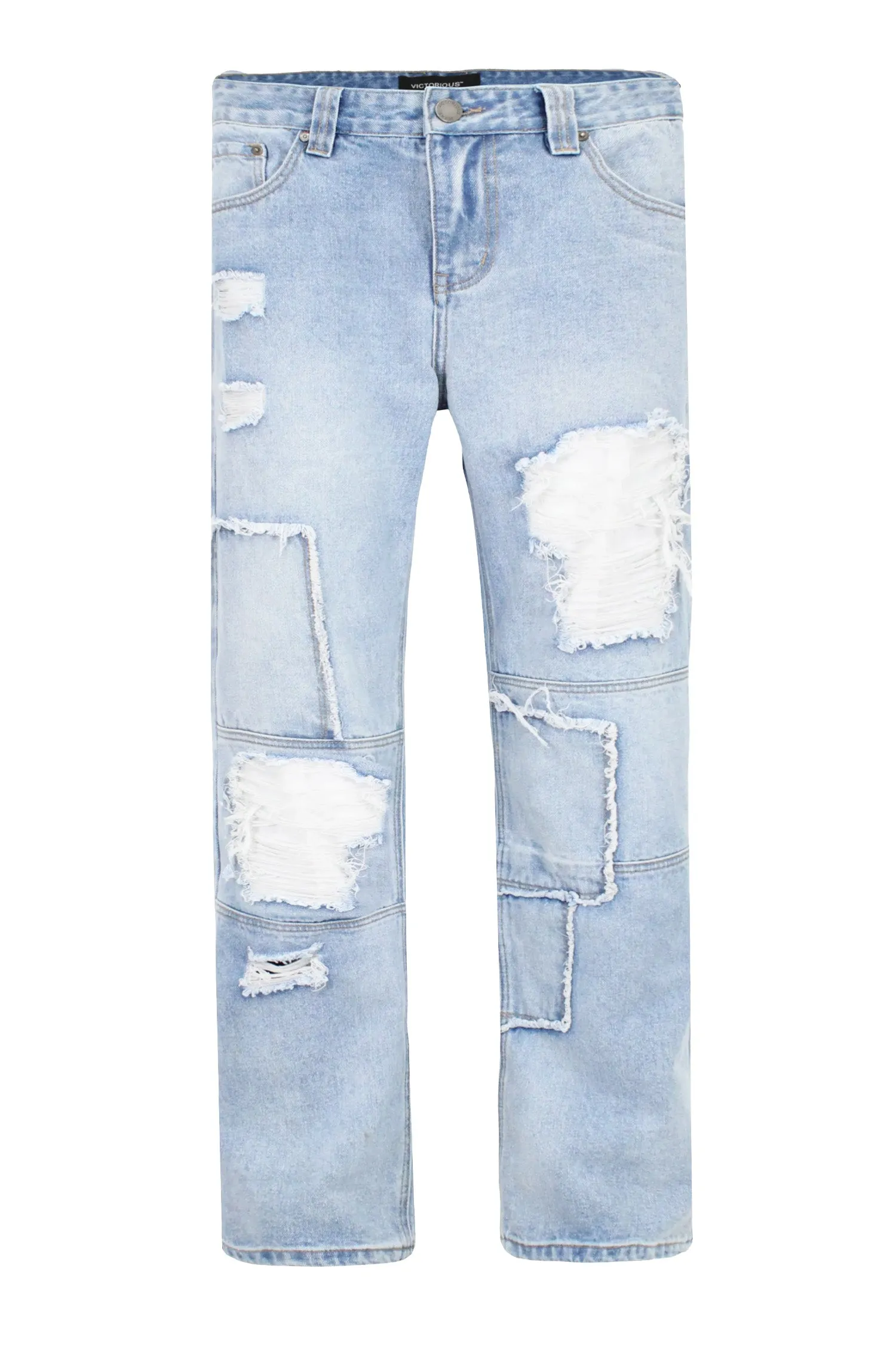 Quick Layer Men's Baggy Fit Heavy Distressed Denim Jeans