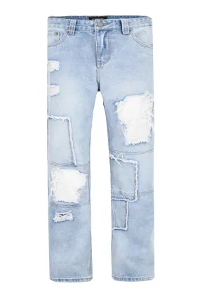 Men's Baggy Fit Heavy Distressed Denim Jeans slim fit