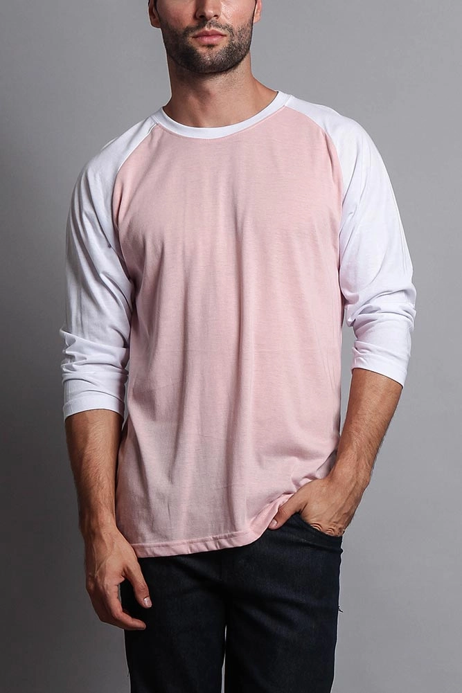 Flatlock Seam Men's Baseball T-Shirt (Dirty Pink/White)