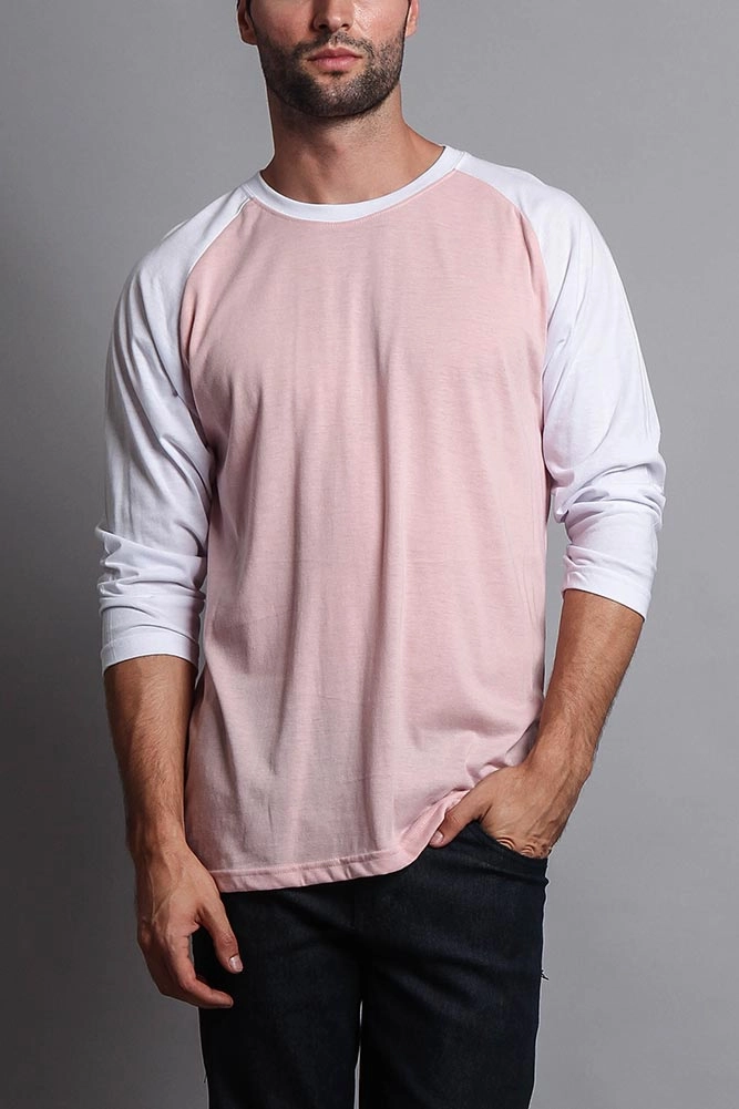 StretchMaterial Men's Baseball T-Shirt (Dirty Pink/White)