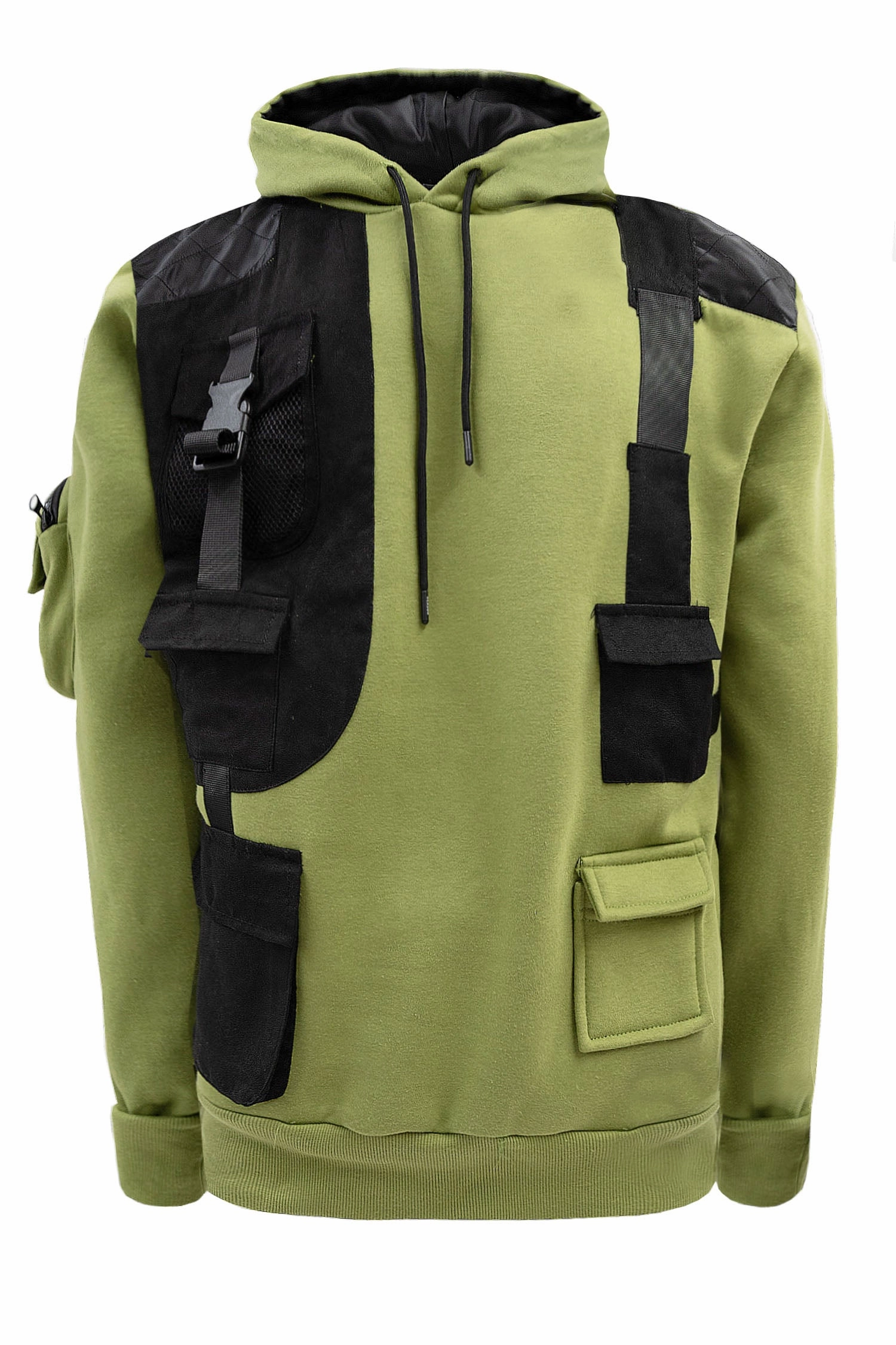 Men's Brigade Utility Cargo Pockets Fleece Hoodie Moisture Wicking Material Reinforced Shoulders