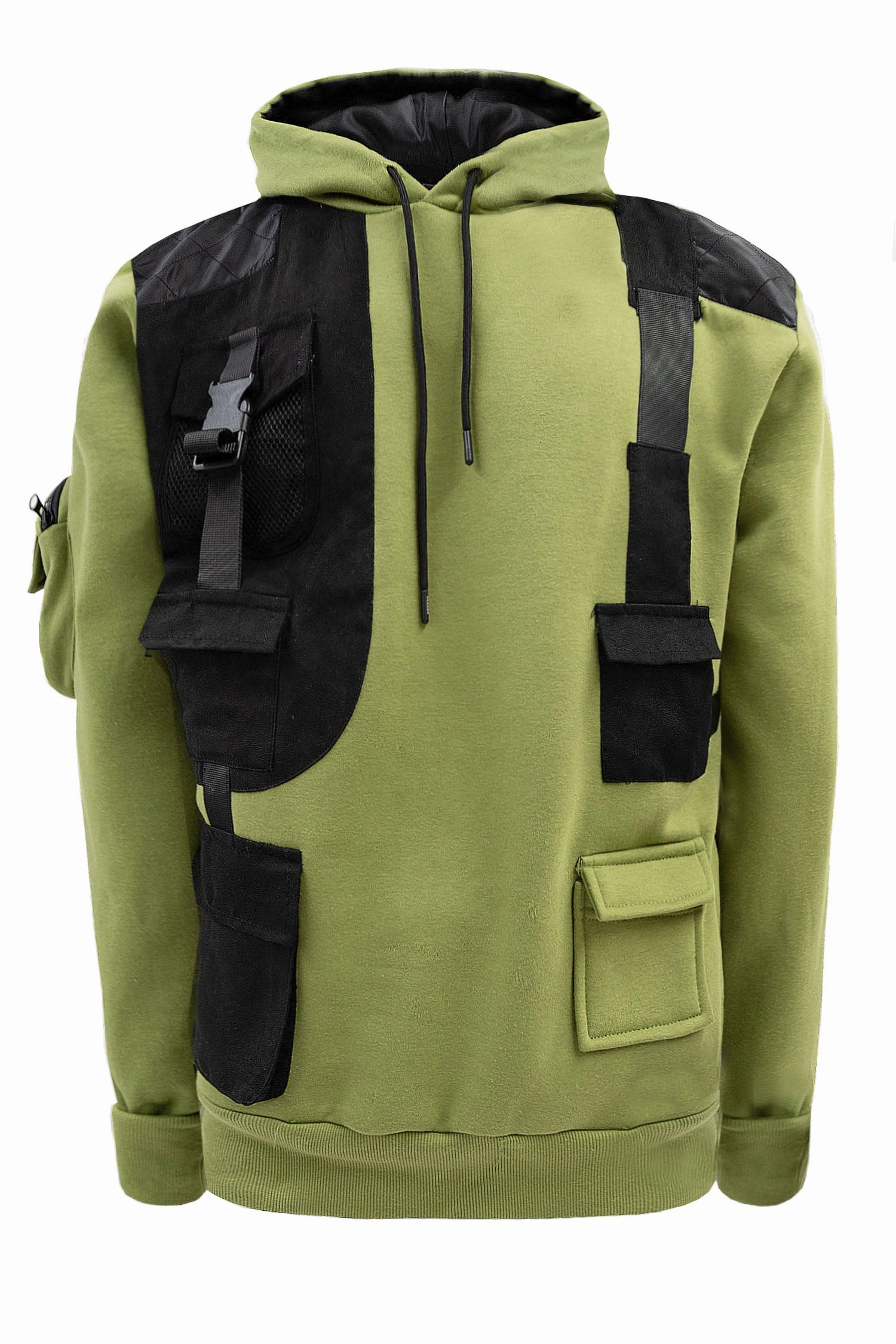 Men's Brigade Utility Cargo Pockets Fleece Hoodie Hooded Attachment