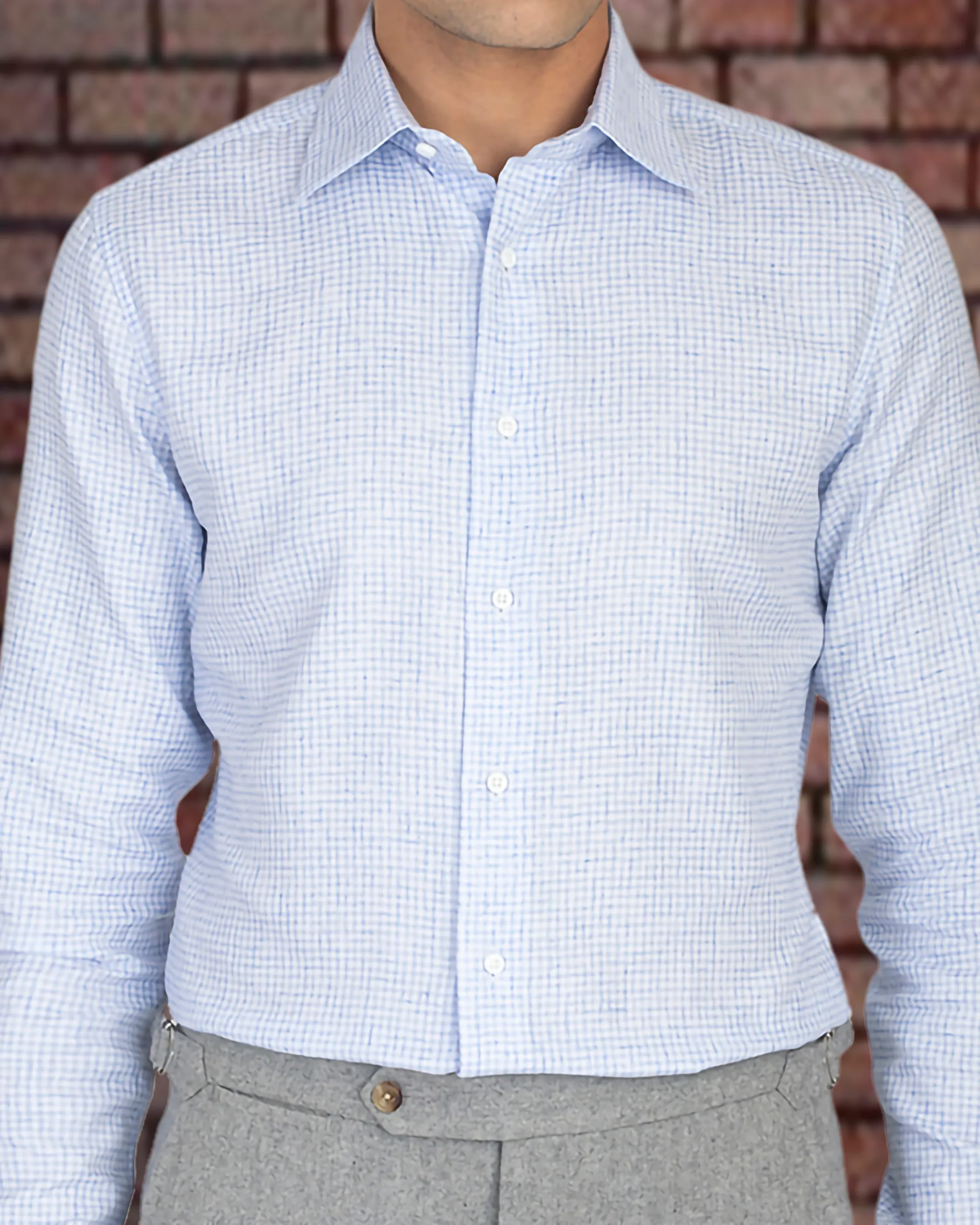 Water Repellent Finish Grey & White Tattersall