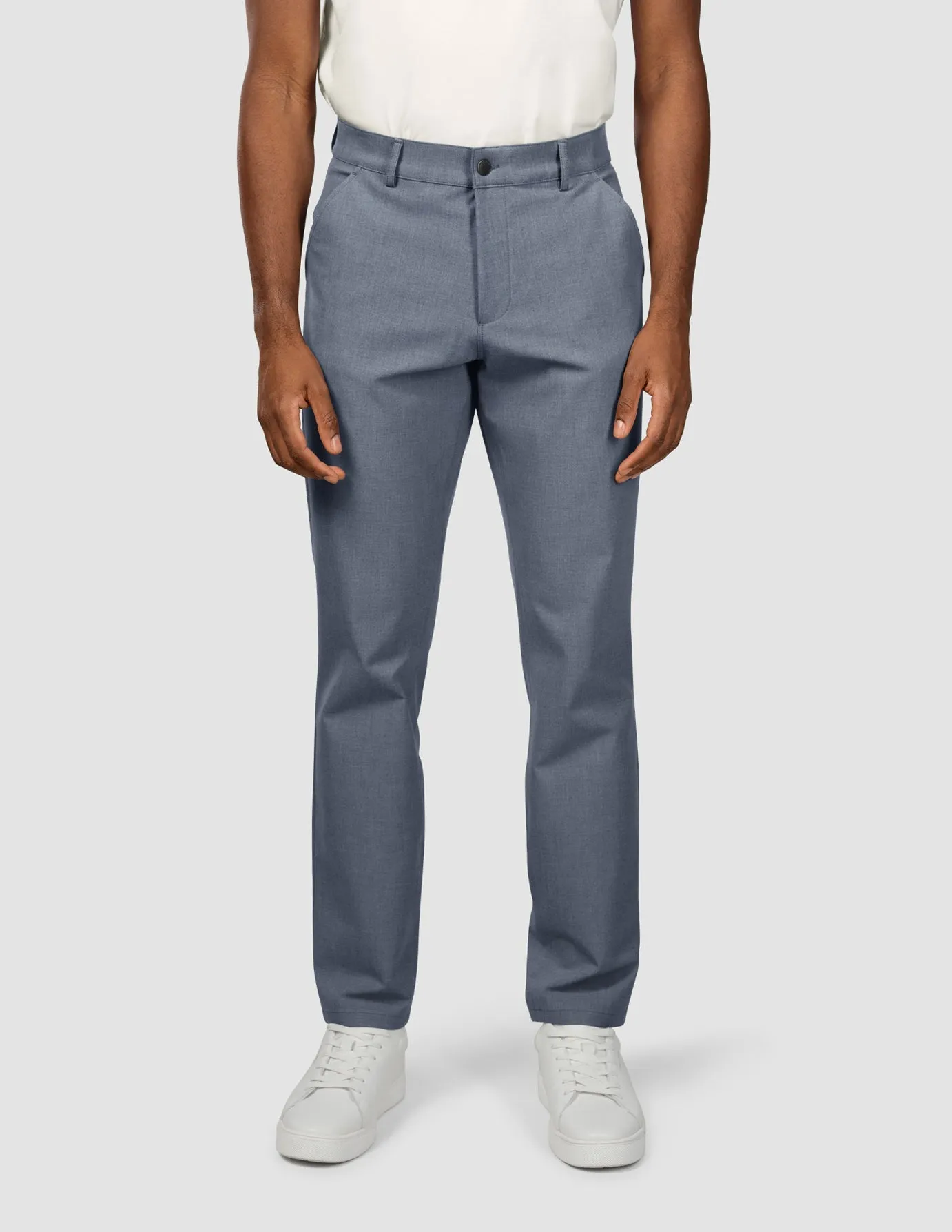 Essential Pants Regular Storm Blue Melange Comfy Cut No Sagging