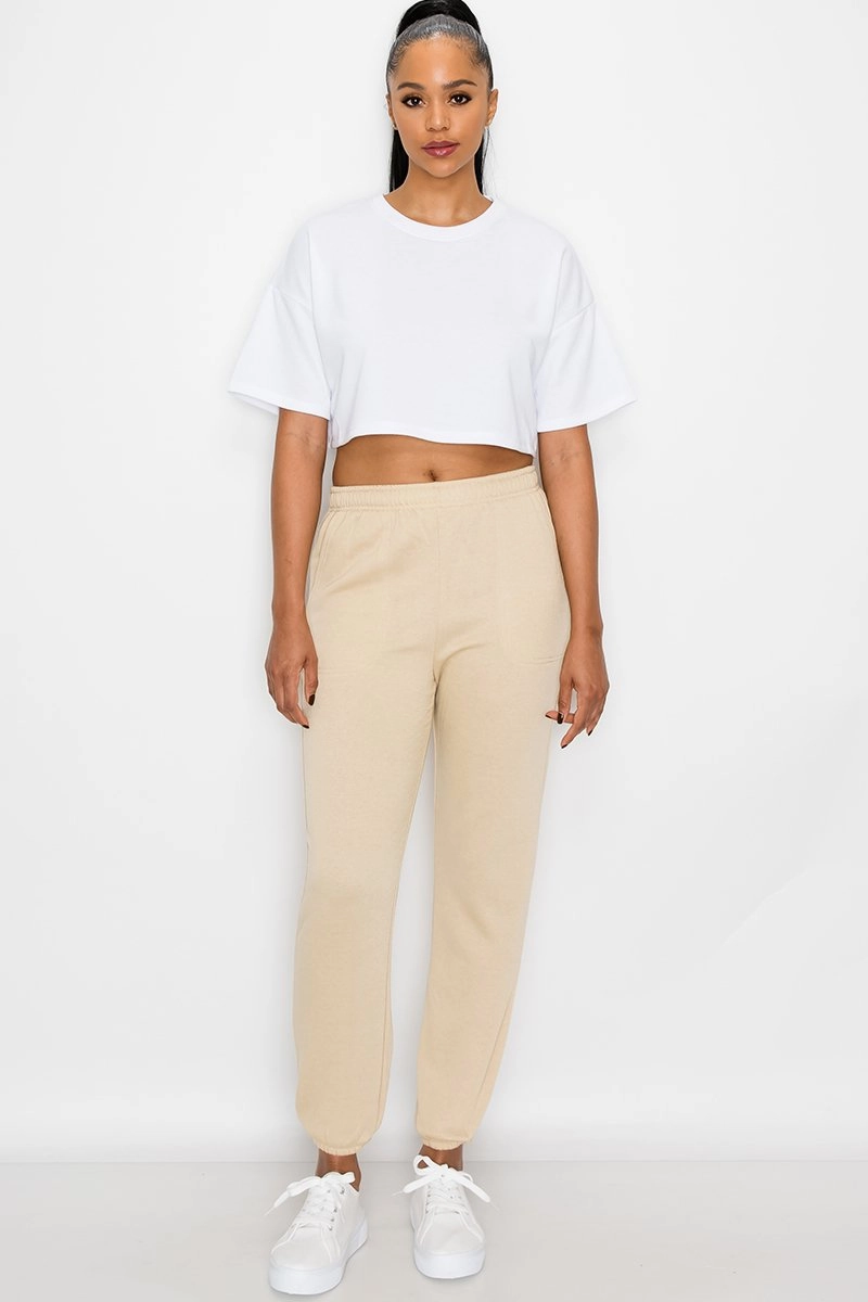 Essential Solid Lightweight Fleece Sweatpants windproof Neutral Shade