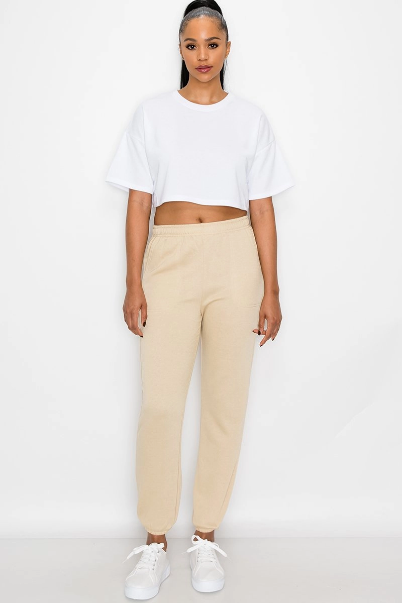 Essential Solid Lightweight Fleece Sweatpants Casual Comfort Fit