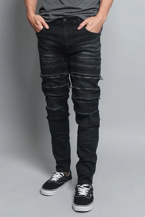 Freedom Move Distressed Zipper Denim Jeans