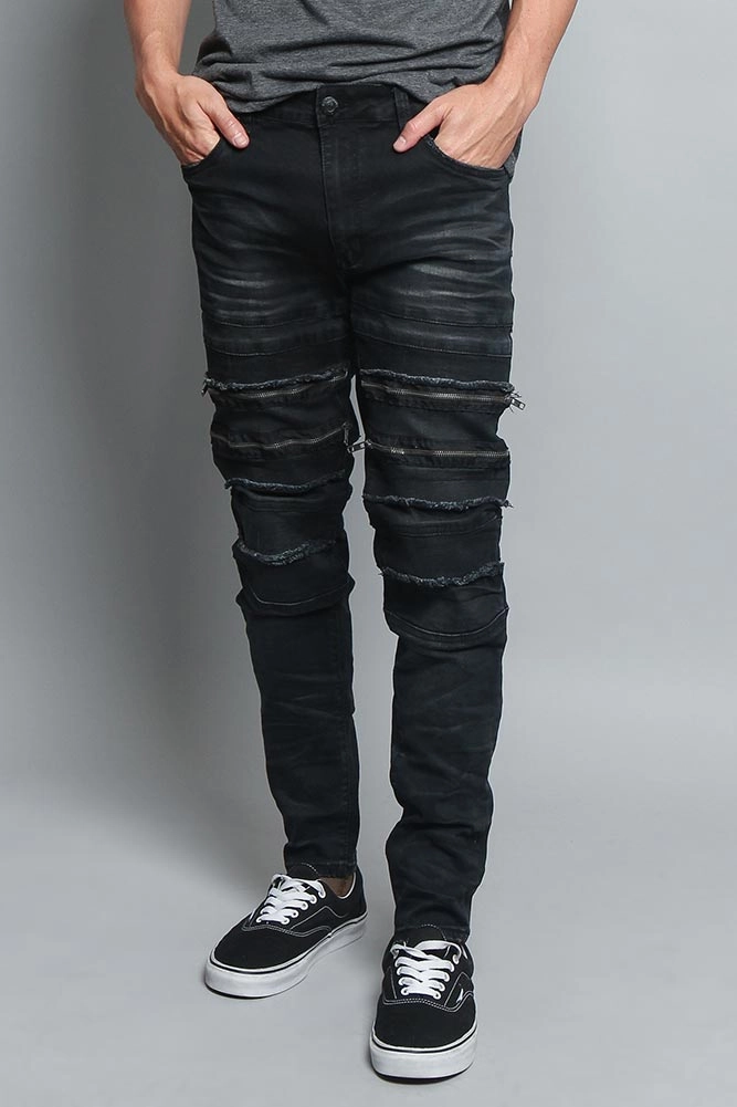 Freedom Move Distressed Zipper Denim Jeans