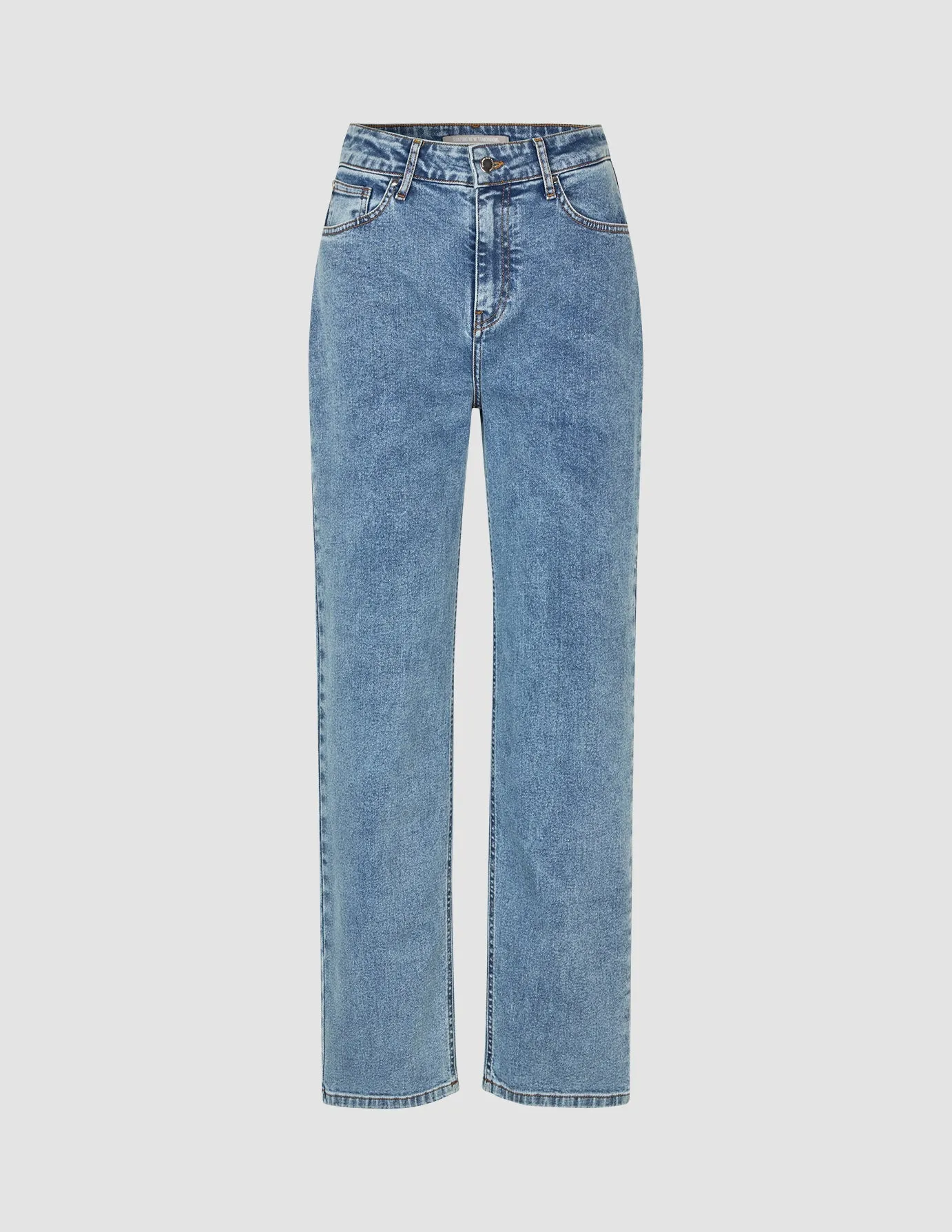 Stylish Cut Jeans Straight Snow Blue Wash