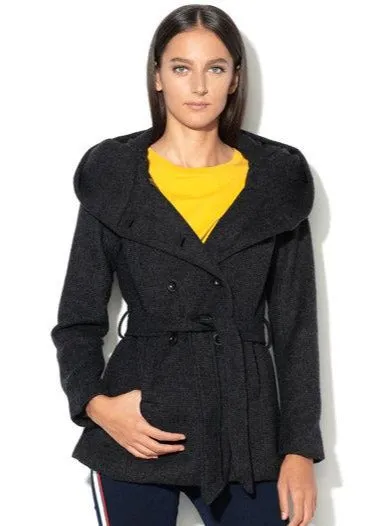 Lisa Hooded Wool Coat Anti Slip Shoulder Pads
