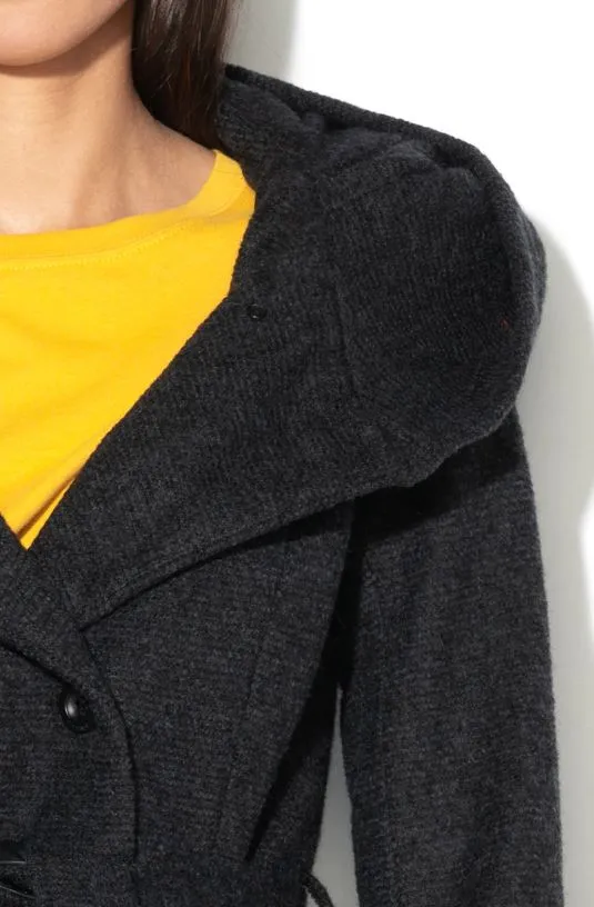 Lisa Hooded Wool Coat Adjustable Cuff Refined Style