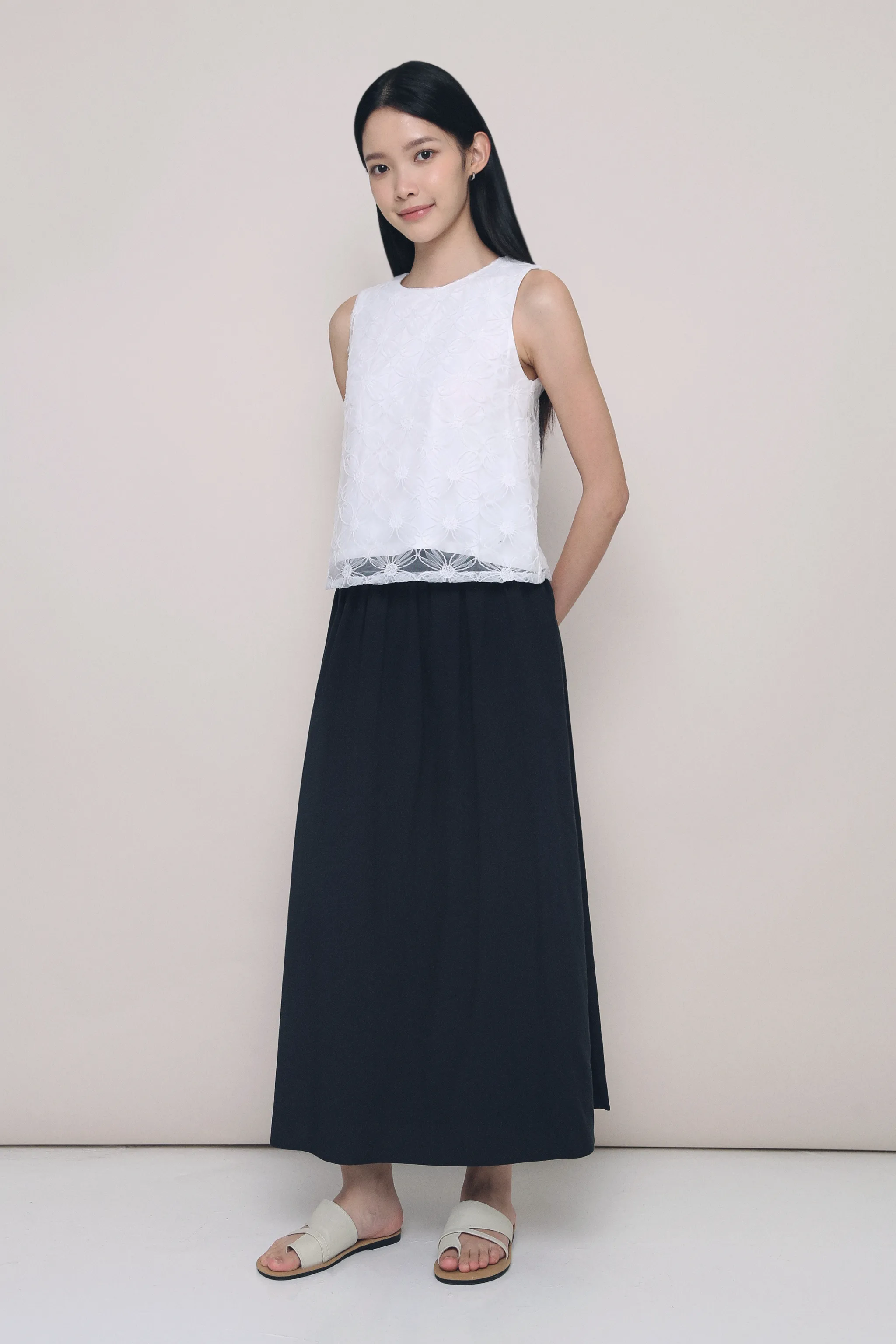 Euniq Pleat Around Midaxi Skirt Midnight Navy Boutique Exclusive Formal Event
