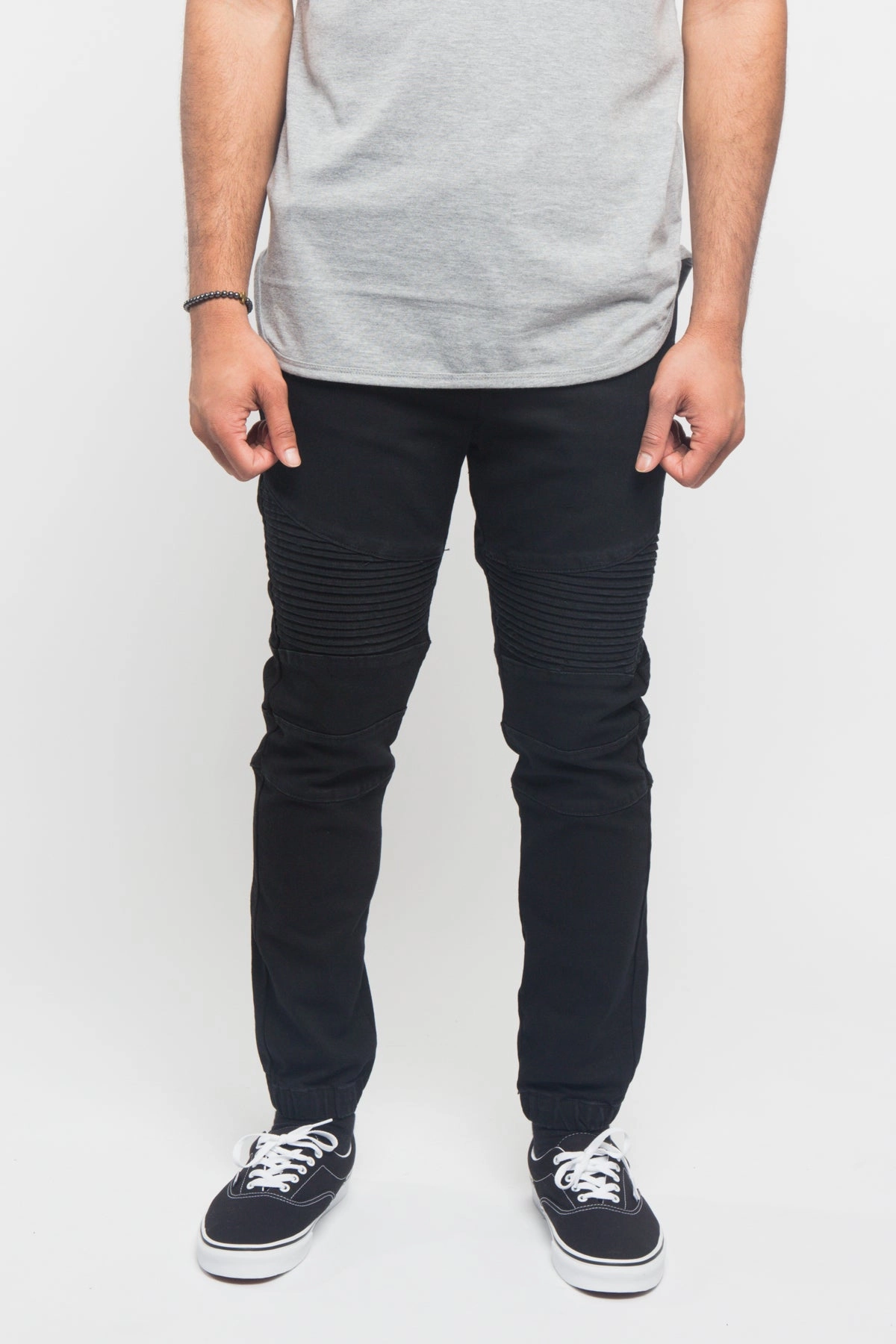 Agile Fit Acid Wash Biker Denim Jogger Pants