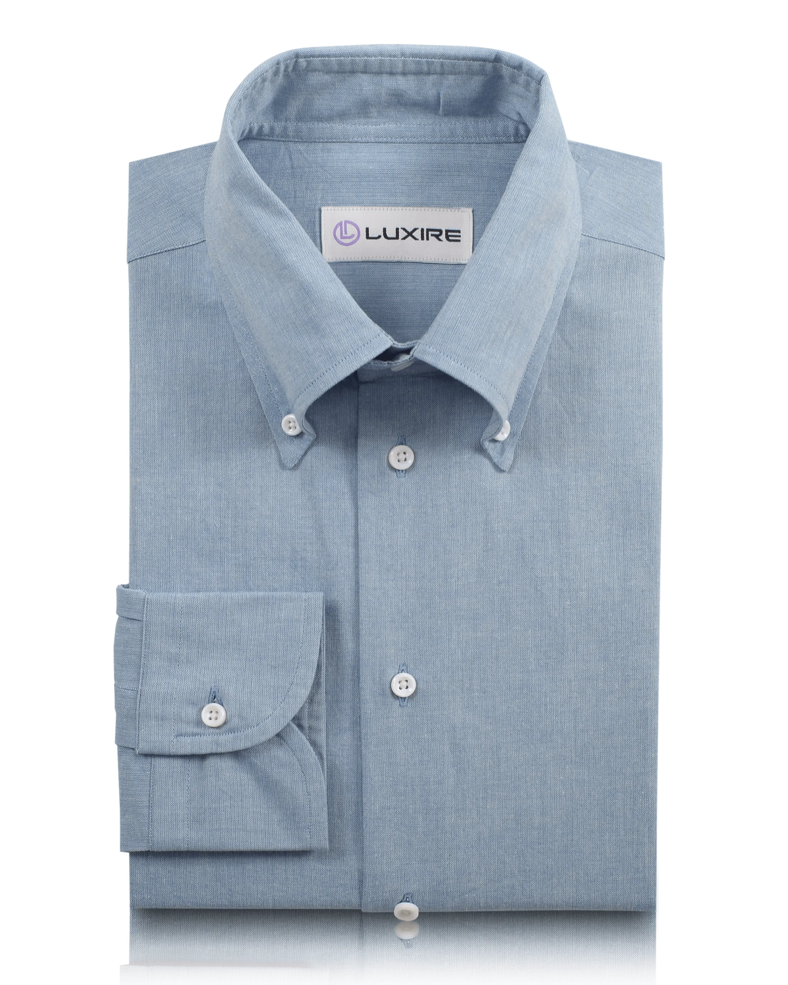 Modern Cut Sporty Look Air Blue Casual Chambray Shirt
