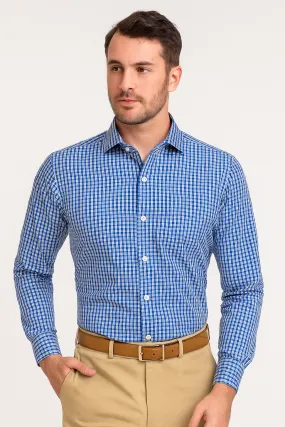 Metallic Finish Timeless Piece Albini Blue Casual Tartan Checks Shirt