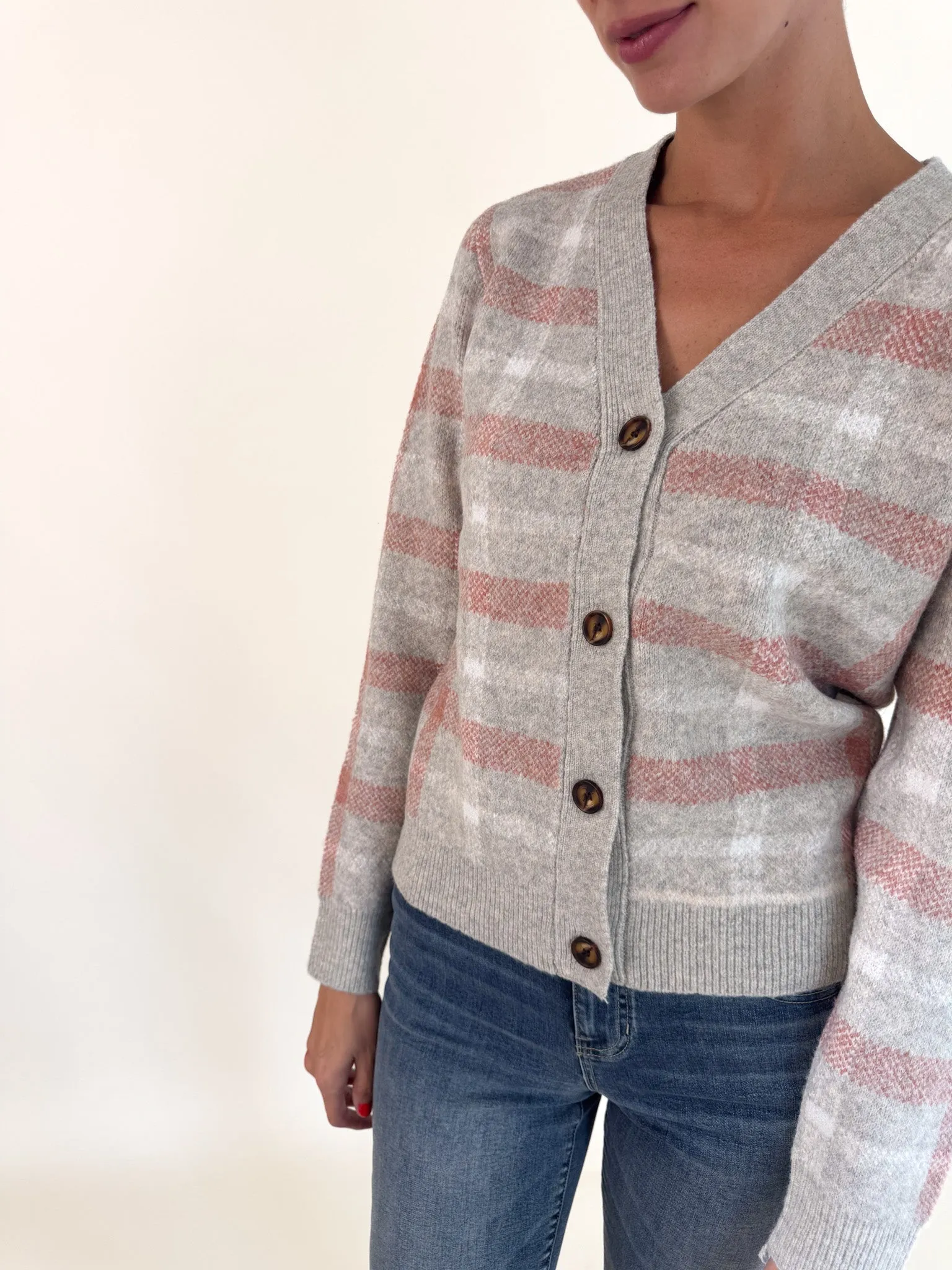 All Checked In Button Up Cardigan Casual Vibe Knit Fashion