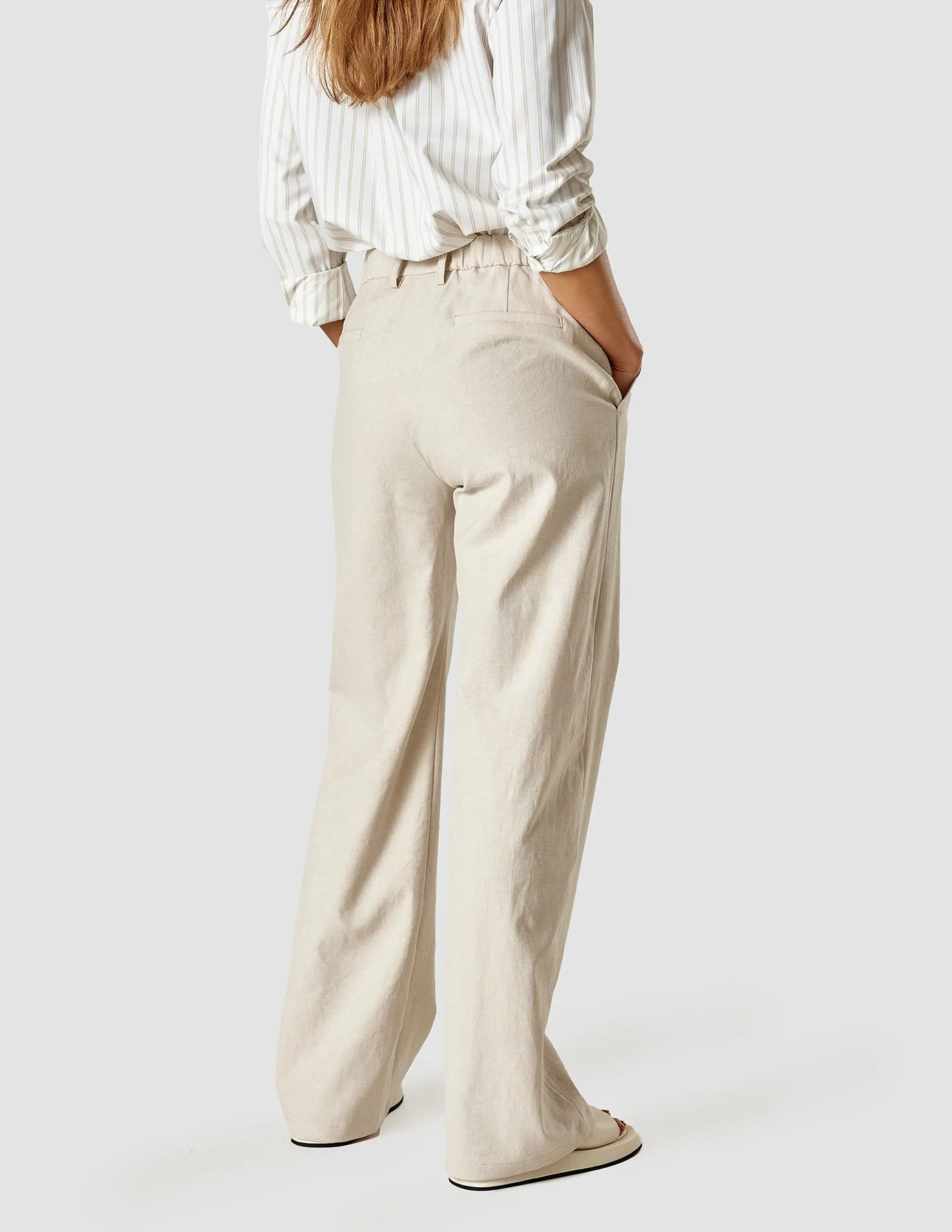 Chic Design Linen Pants Sandshell