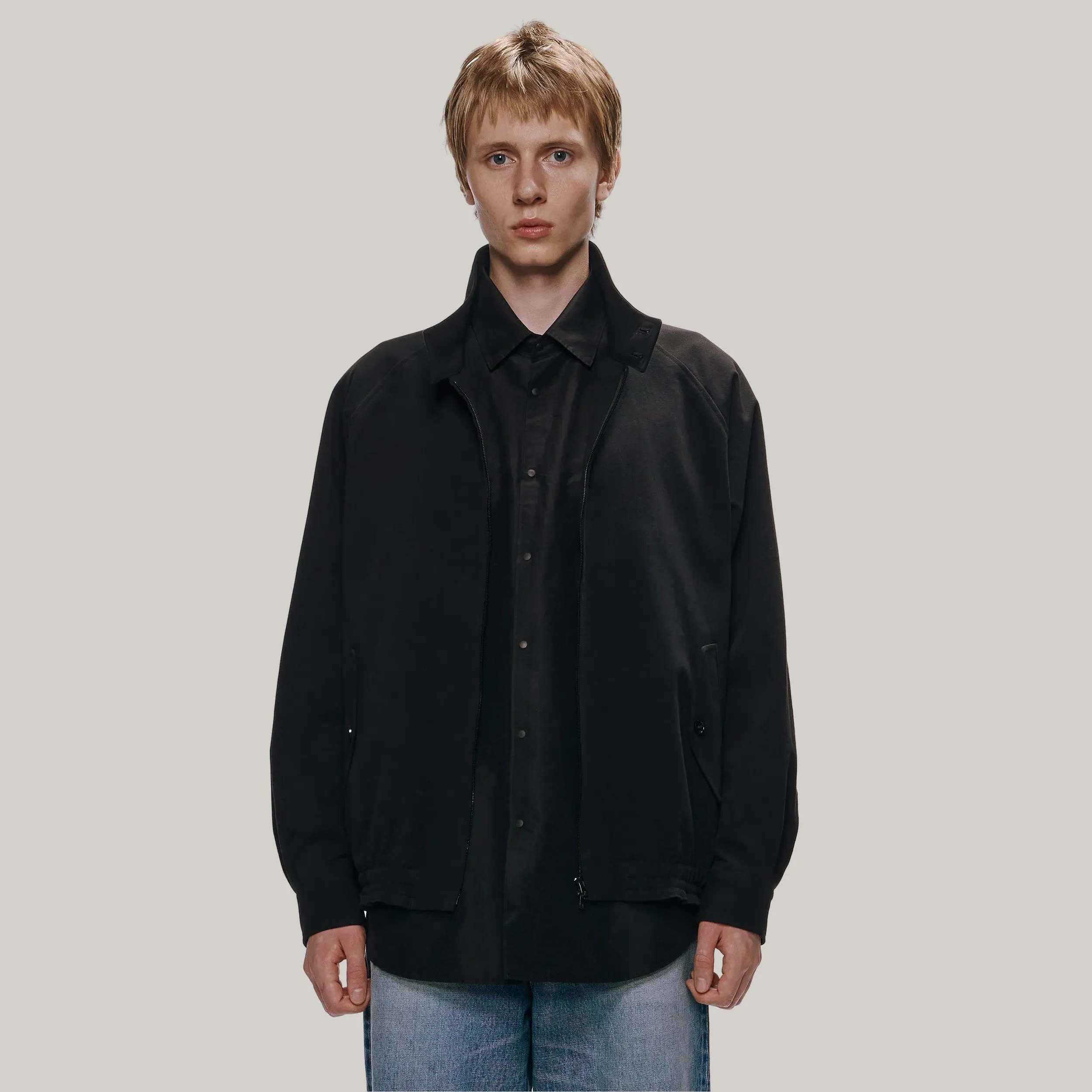 MARKA DOG EAR JACKET - BLACK High Collar Structure