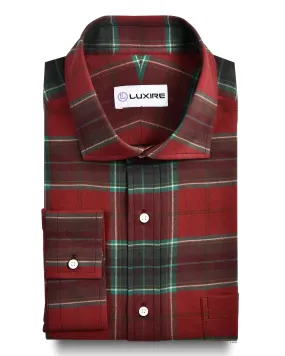 Brushed Twill - Red Green Tartan Urban Style Stretch Material