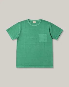 WHITESVILLE PIGMENT DYE POCKET T-SHIRT - KELLY GREEN Crew neck classic Flex Fit