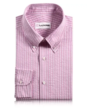 Urban Fashion Vintage Style Magenta Stripes Seersucker