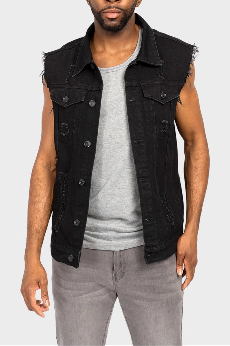 ReinforcedEdging Essential Distressed Denim Vest