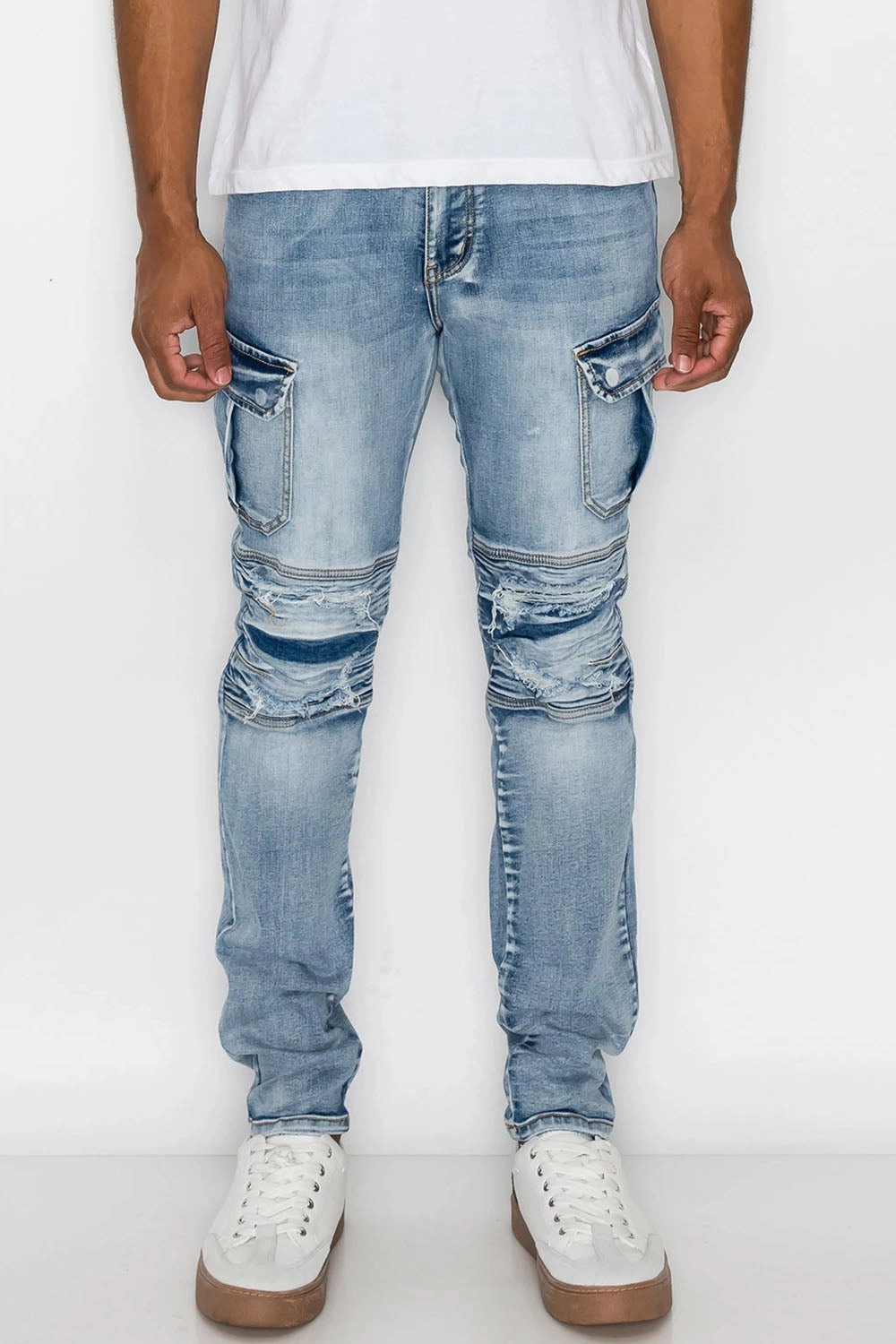 Biker Cargo Denim Jeans Yoga Ready Hidden pockets