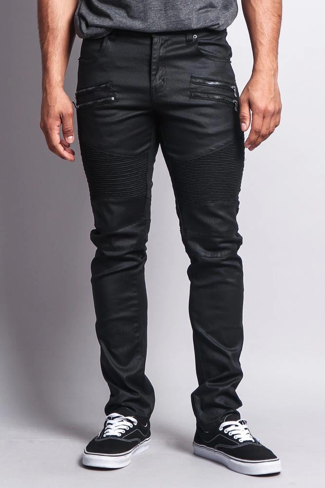 Coated Biker Jeans Soft Waistband