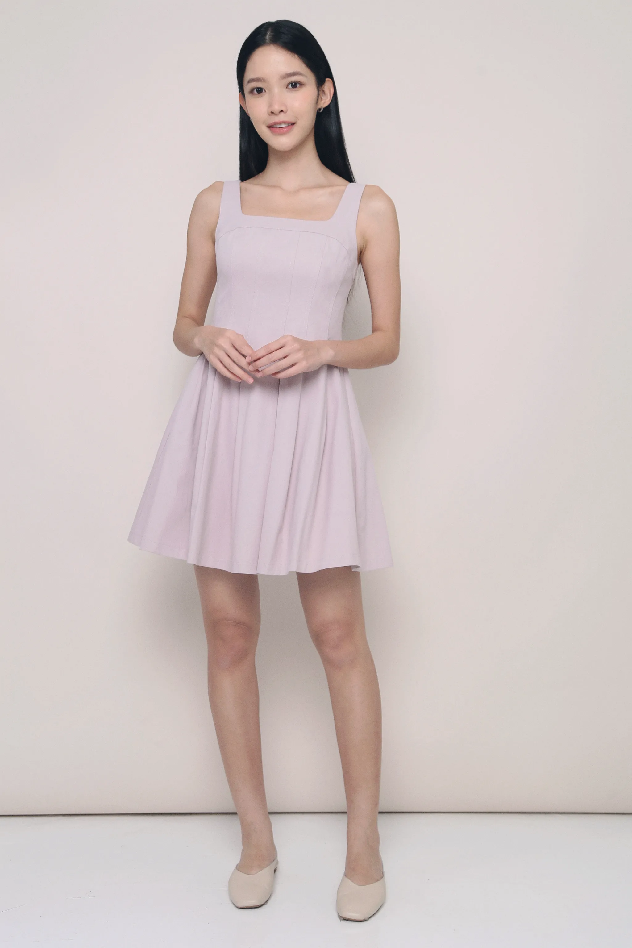Stay Cool Anais Fit Flare Panel Dress Dusty Periwinkle