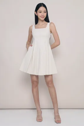 Silky Silhouette Anais Fit Flare Panel Dress Feather Cream