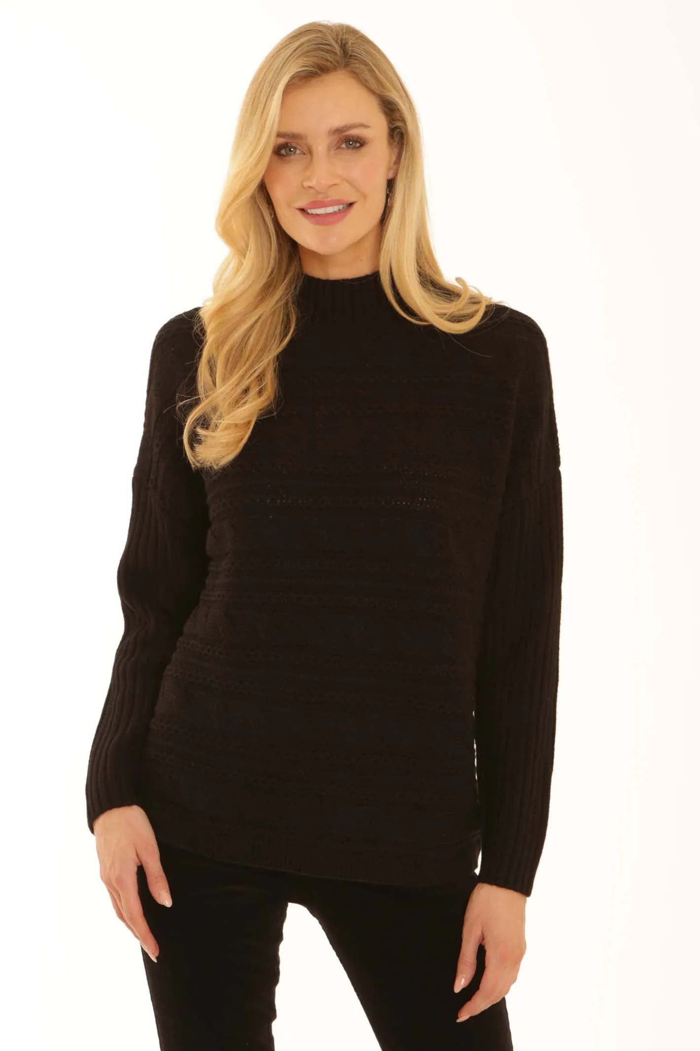 Pomodoro Clothing Cable Jumper 22551 Multi Panel Design Easy Care Material