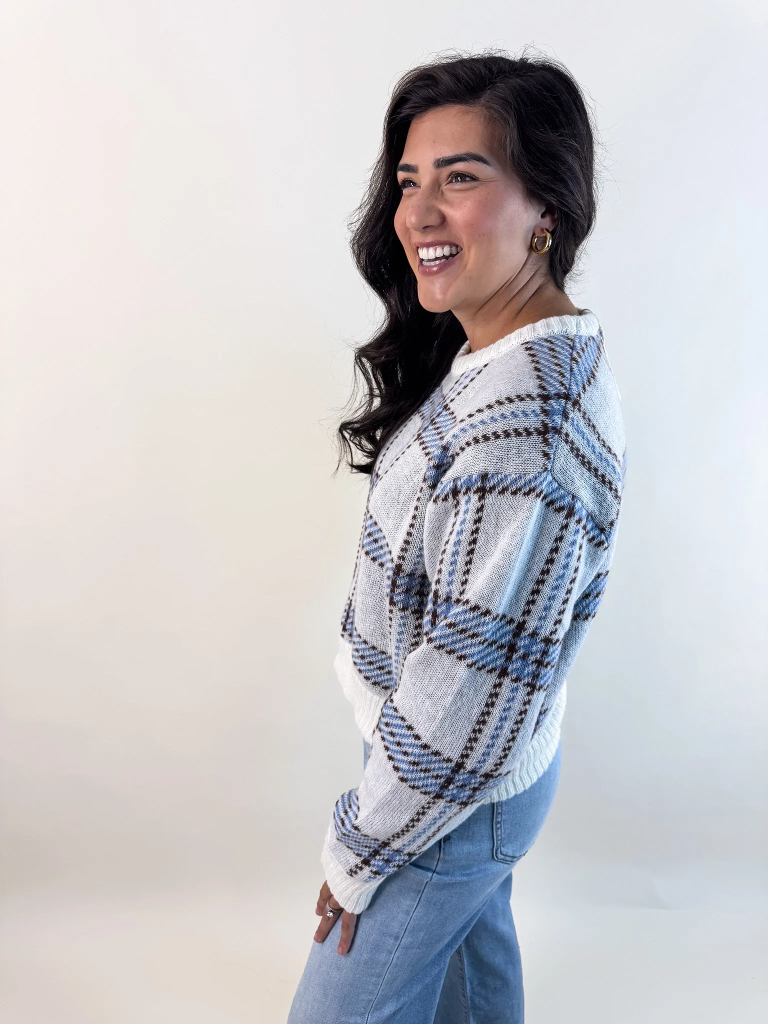 Stretchy Waistband Textured Fabric [Z SUPPLY] Junction Plaid Sweater