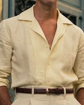 Summer Camp Collar Shirt in Yellow Linen Simple Elegance