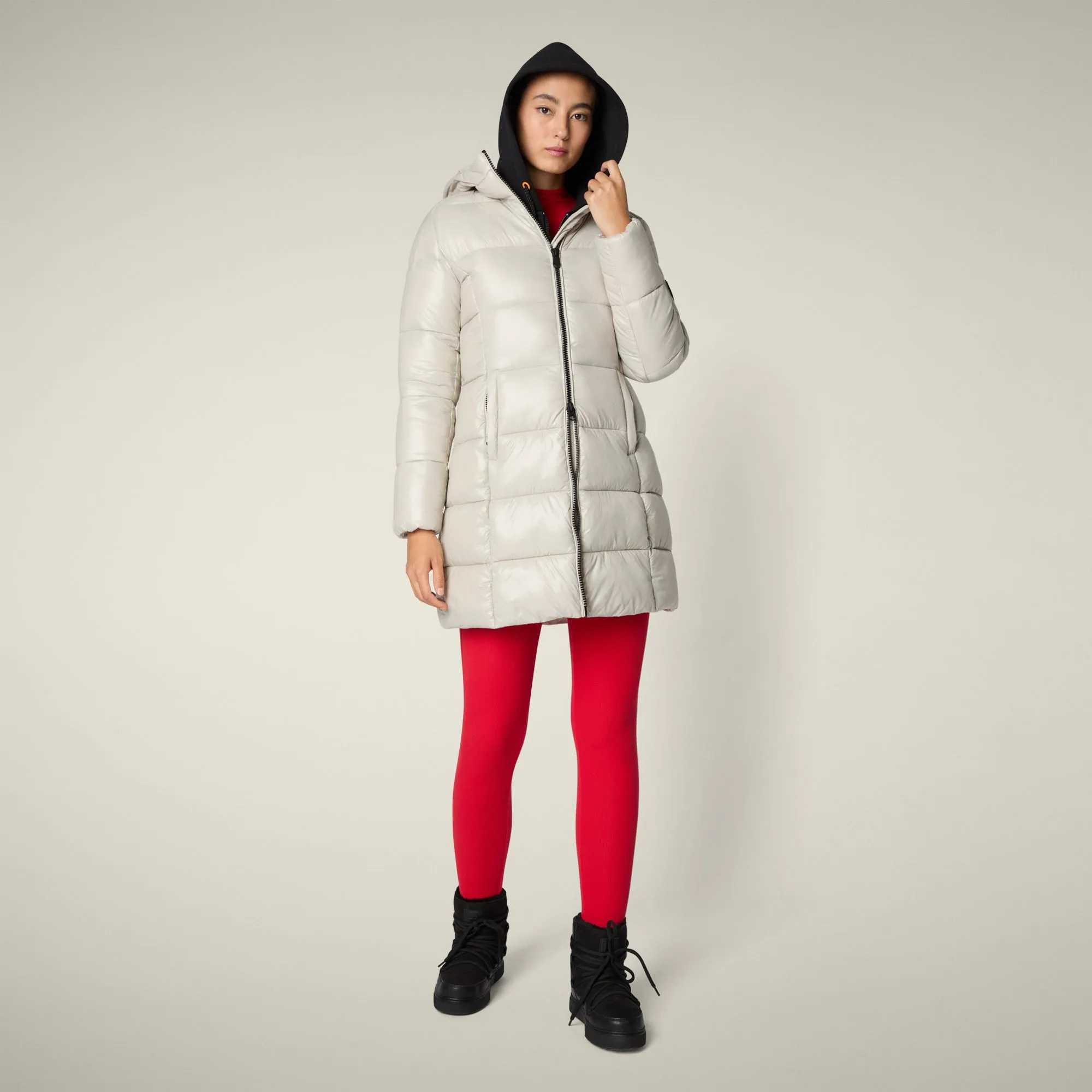 NonRestrictive Movement Design Women's Animal free puffer Coat ines in rainy beige