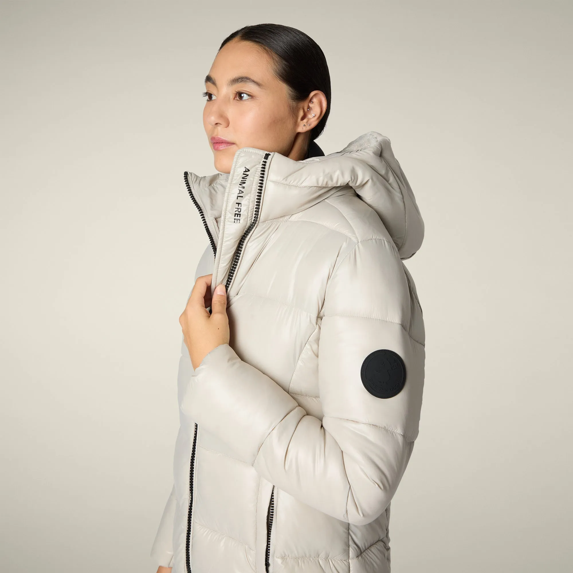 Fashion Use Women's Animal free puffer Coat ines in rainy beige