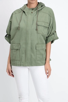 Detachable Lining Women's Military Hoodie Jacket