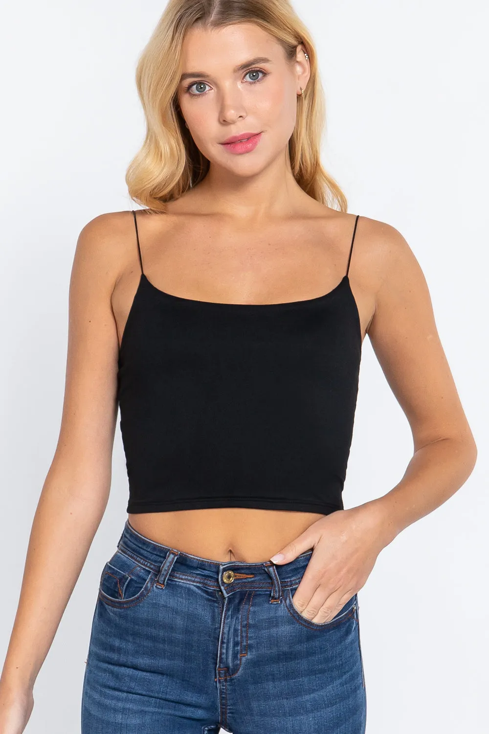 Brushed Knit Cami Top ConvertibleStyle Layered Collar