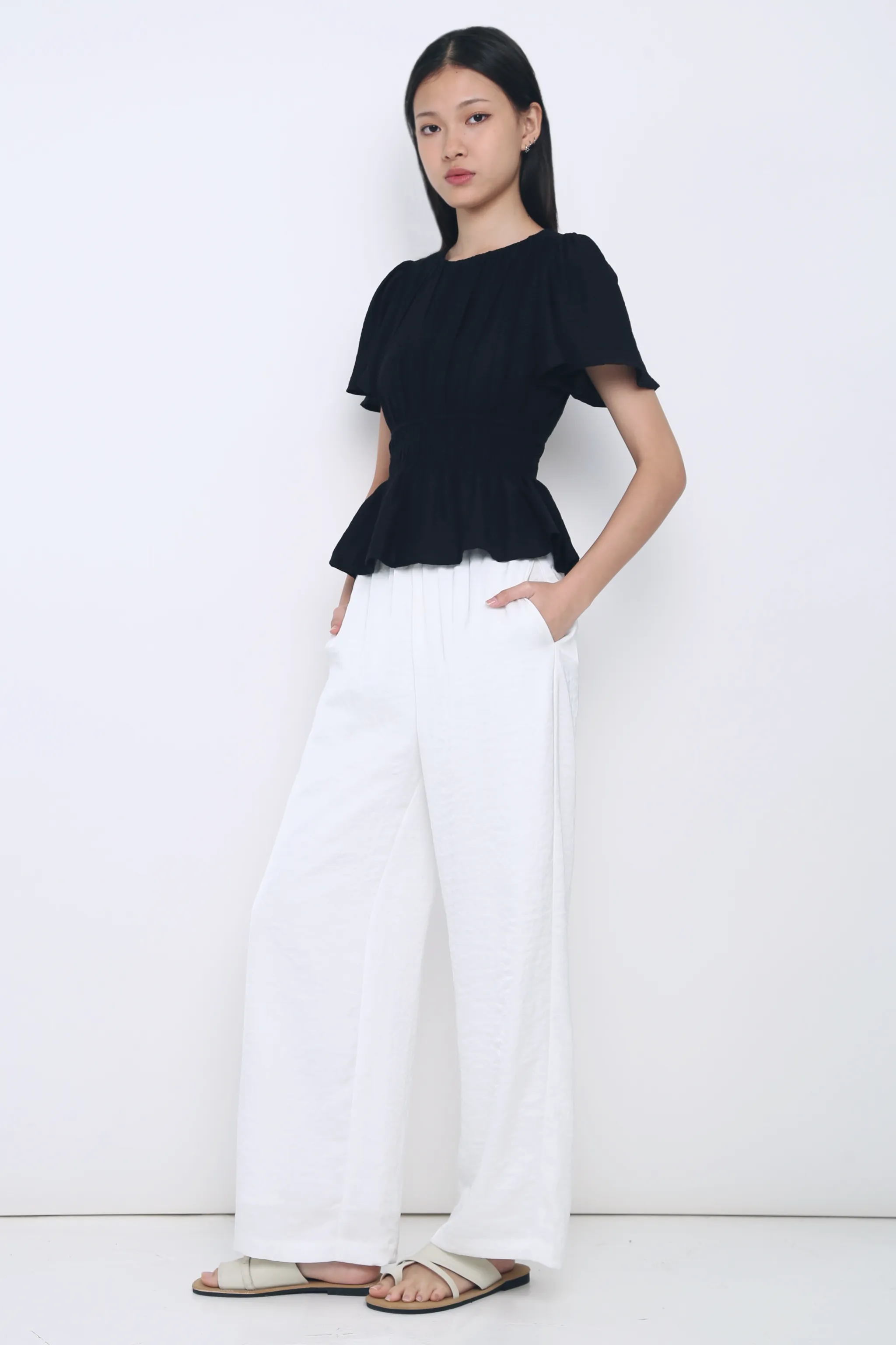 Lush Pleat Blouse Black Odor Neutralizing Technology Button Down Collar