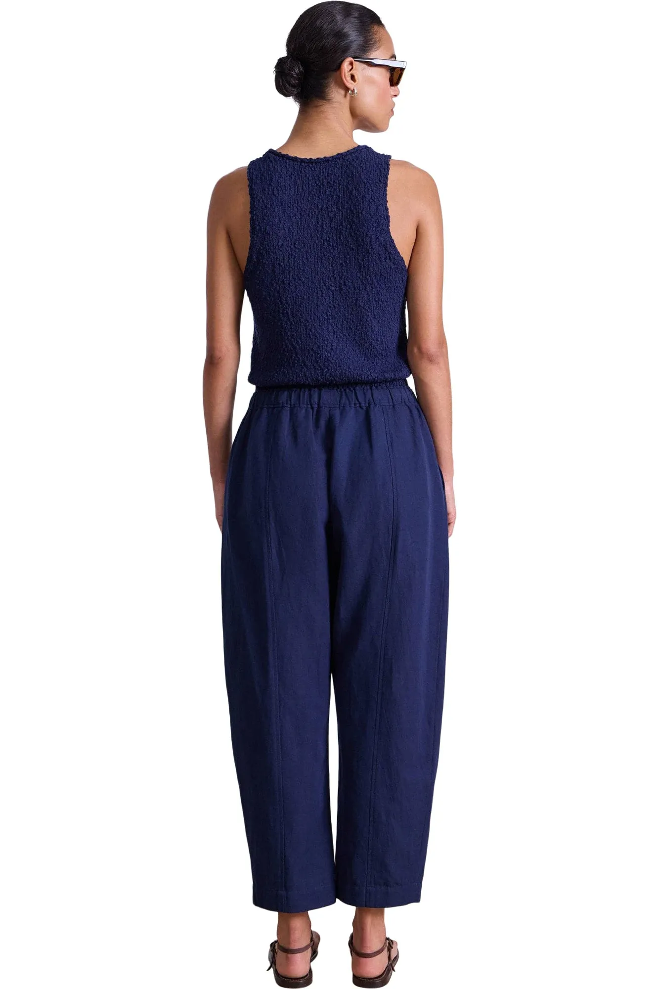 Denim finish Snag Resistant Fabric Apiece Apart Sauna Pant in Navy