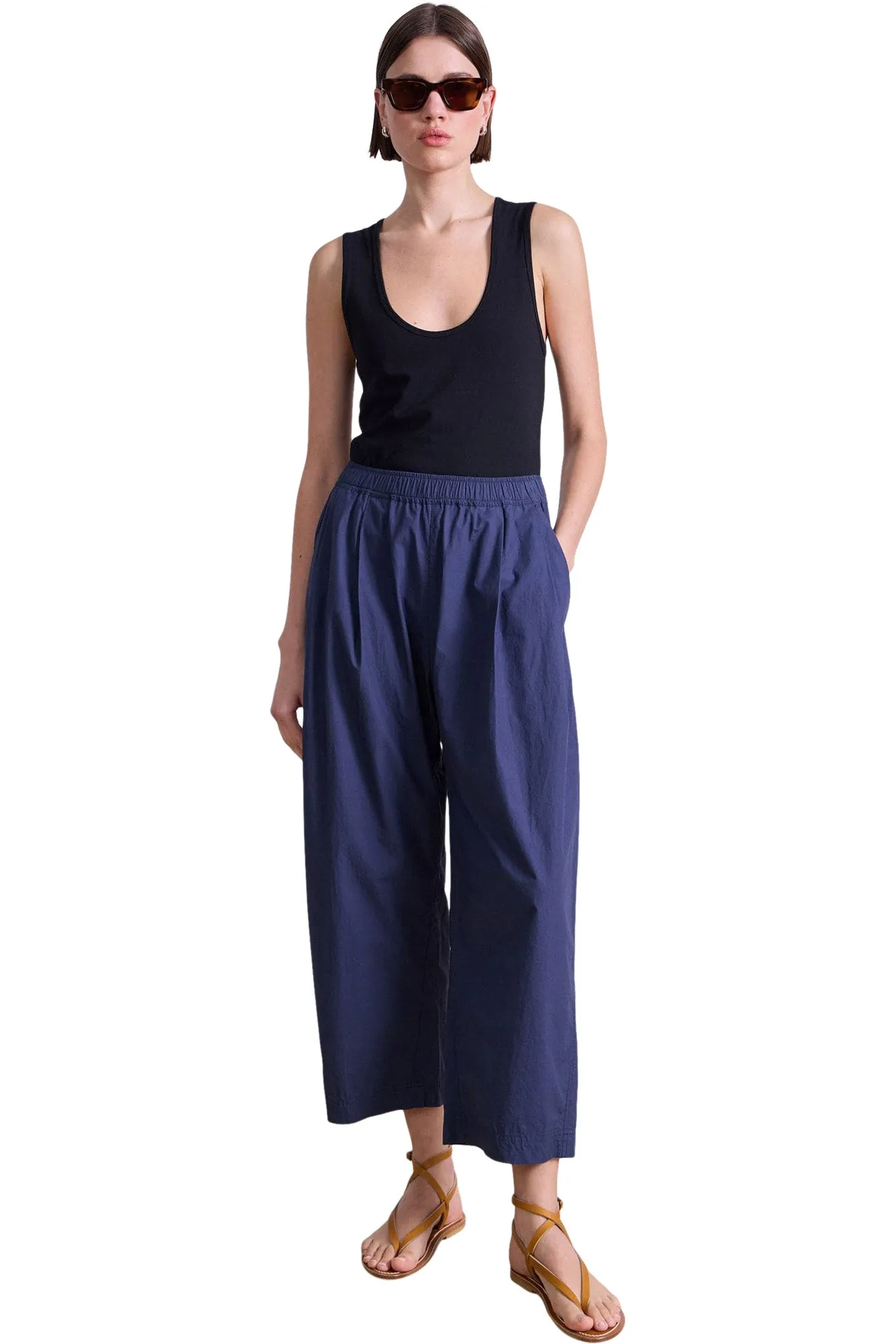 Trendy Layering All Purpose Apiece Apart Spa Pleat Pant in Navy